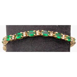 Avon Regency Style Bracelet Adjustable Gold Tone  Green Stones 6 to 7 Inch